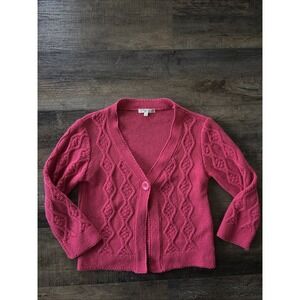 Mary Firenze Cardigan Pink Cable Knit Made In Italy Small